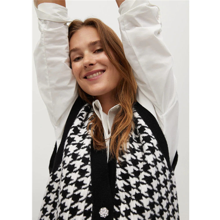 Cardigan Chic Pied-de-Poule