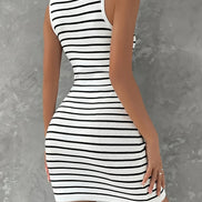 Robe Femme Moulante Zip Rayée Chic