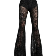 Pantalon Femme Évasé Gothique Noir