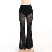 Pantalon Femme Évasé Gothique Noir