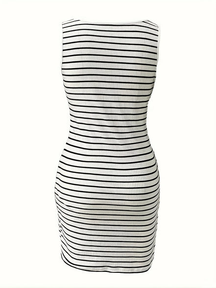 Robe Femme Moulante Zip Rayée Chic