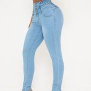 Jean Femme Taille Haute Slim Bleu Clair