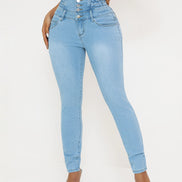 Jean Femme Taille Haute Slim Bleu Clair