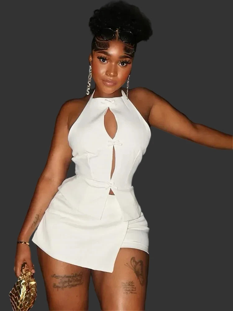 Ensemble Femme Sexy Dos Nu Blanc