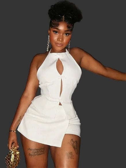 Ensemble Femme Sexy Dos Nu Blanc
