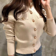 Gilet Femme Chic Beige Boutonné