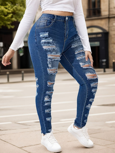 Titre conseillé :  Jean Skinny Femme Destroy – Coupe Ajustée